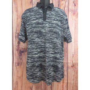 Under Armour Mens Iso-Chill Polo XL Black/White Striped Loose Fit